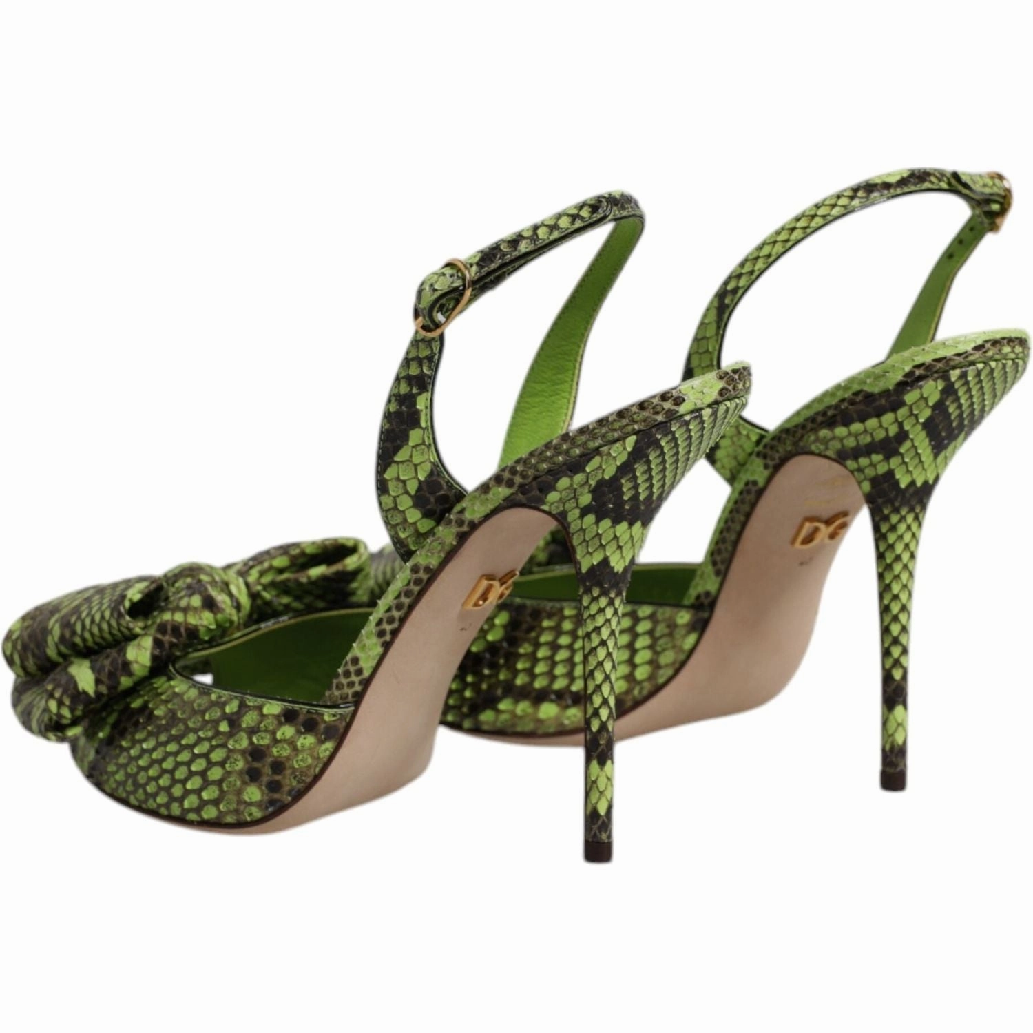 Sandals Curaco Dolce & Gabbana Green Python Leather Heels Sandals Shoes