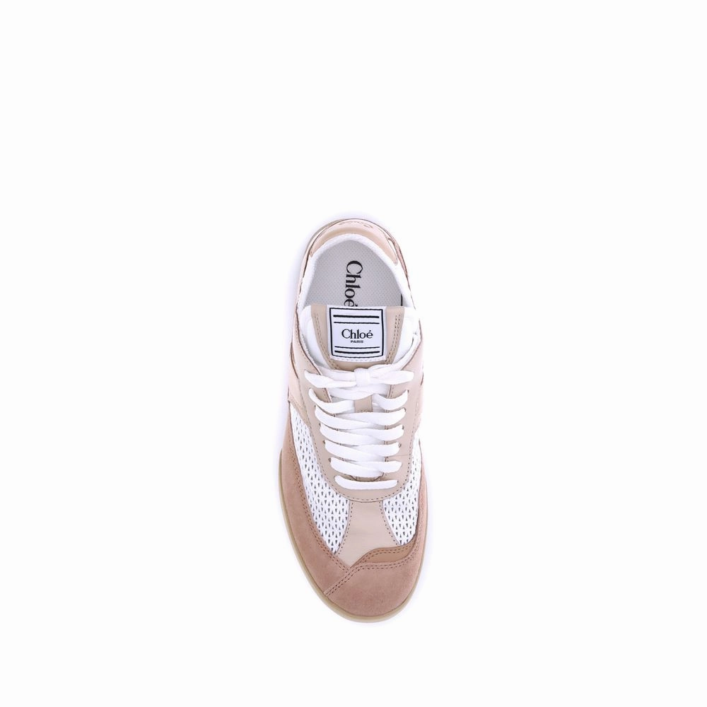 Chlo Beige Calf Leather Bos Taurus Low Top Sneakers Mule Sneakers