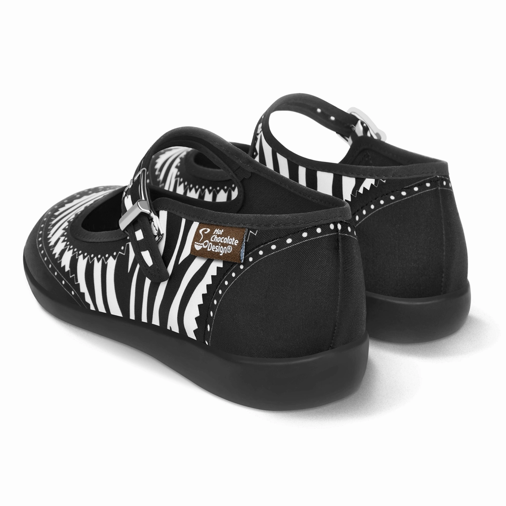Chocolaticas Havana Zebra Women's Mary Jane Flat Shoes Breathable Flat Shoes