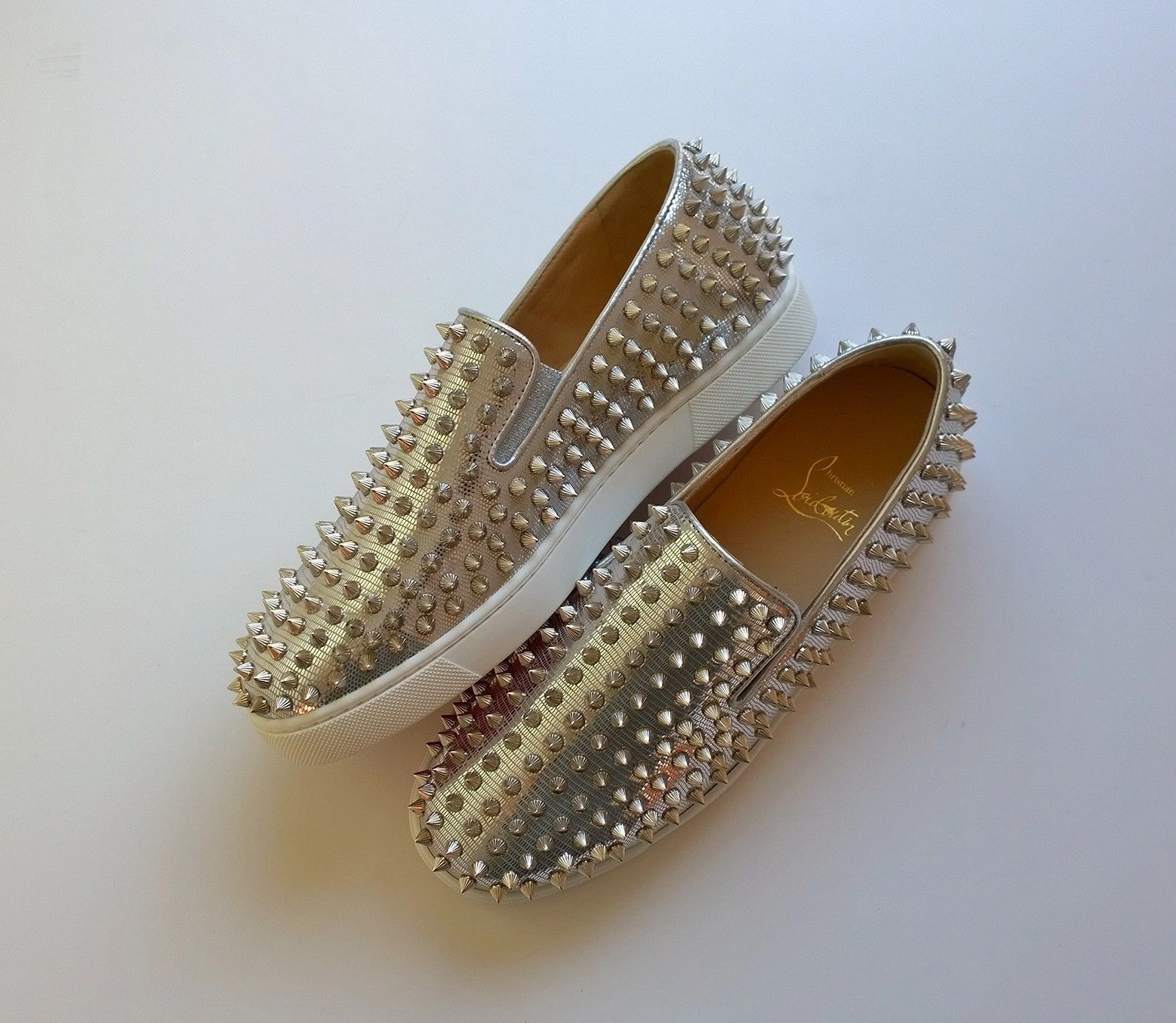Christian Louboutin Roller Boat Studs Sneakers new in box spikes silver Loafers Dressing Style