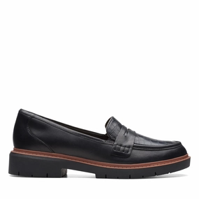 CLARKS | LOAFERS | WOMEN | WESTLYNN AYLA BLACK LEATHER | BLACK Loafers With Lug Soles
