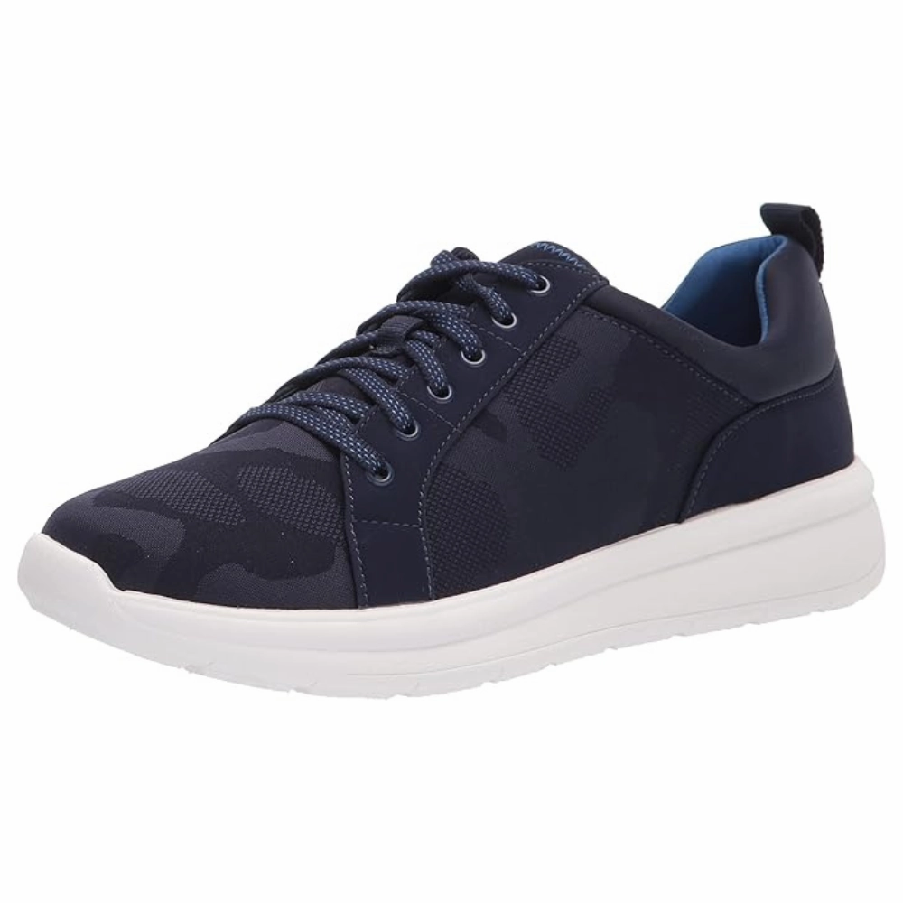 Clarks Ezera Lace Dark Navy Knit Sneaker (Women's) Shoes For Casual Hiking