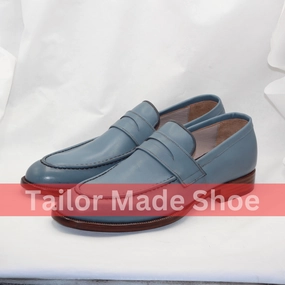 Loafers Cranberry Township Classic Blue Leather Loafers Tailor-Made Blue Leather Loafers  Luxury Footwear for Men  Timeless Elegance & Comfort Perfect Blend of Style & Comfort