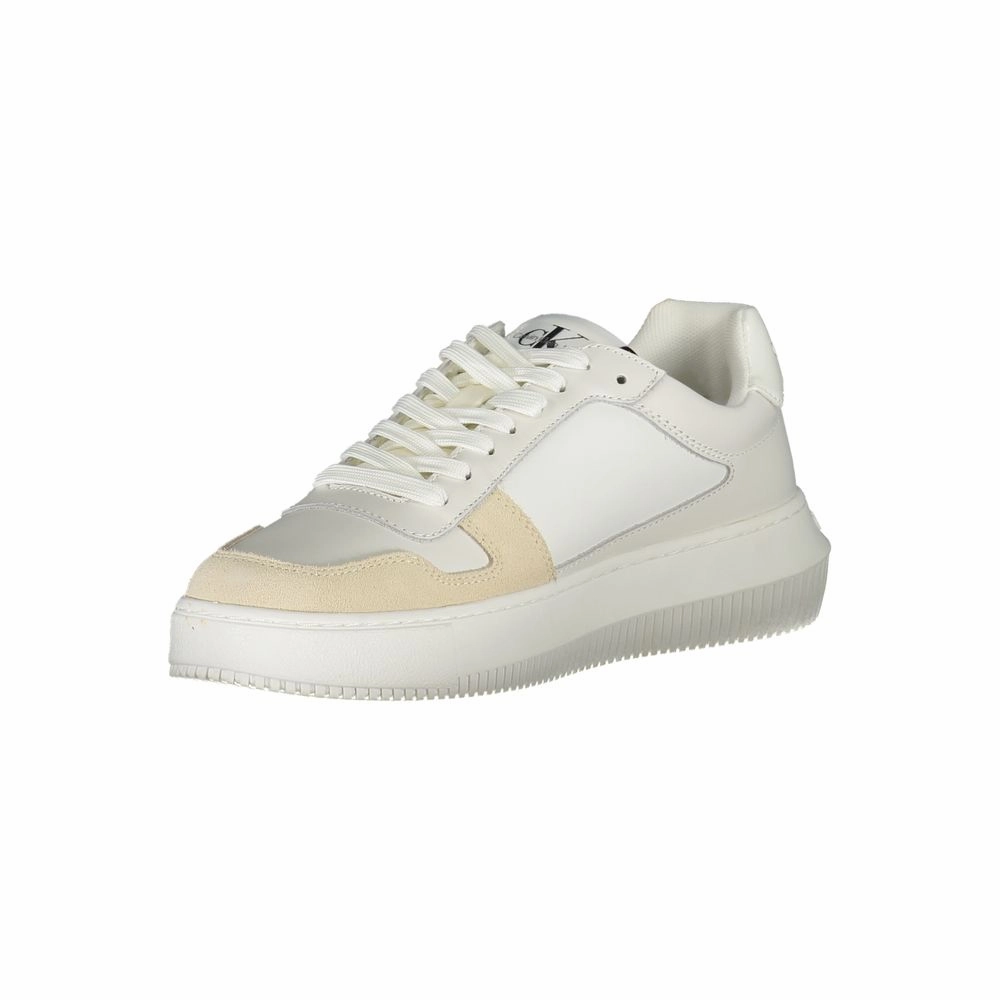 Campo Leather Sneakers Calvin Klein Elegant White Lace-Up Sneakers with Contrast Detail