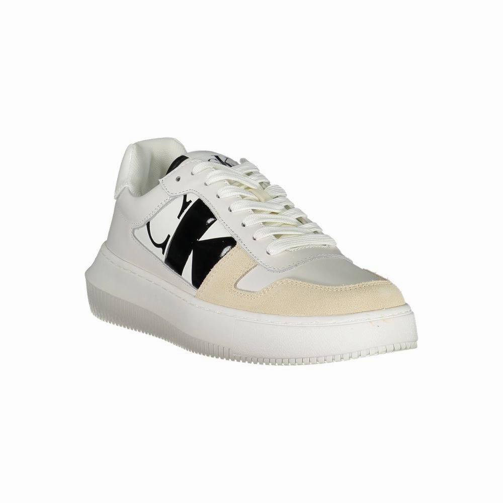 Arch Support Sneakers Calvin Klein Elegant White Lace-Up Sneakers with Contrast Detail