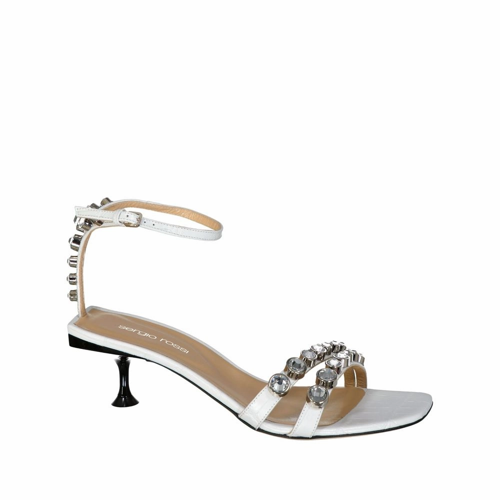 Sergio Rossi White Calfskin Strap-On Sandals Ecco Sandals