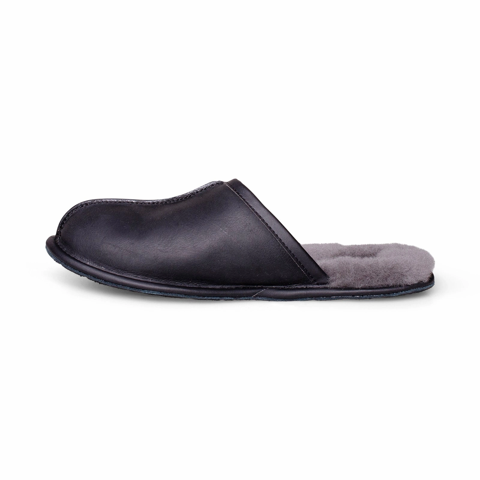 Southern Slippers UGG Scuff Leather Black Slippers - Men's