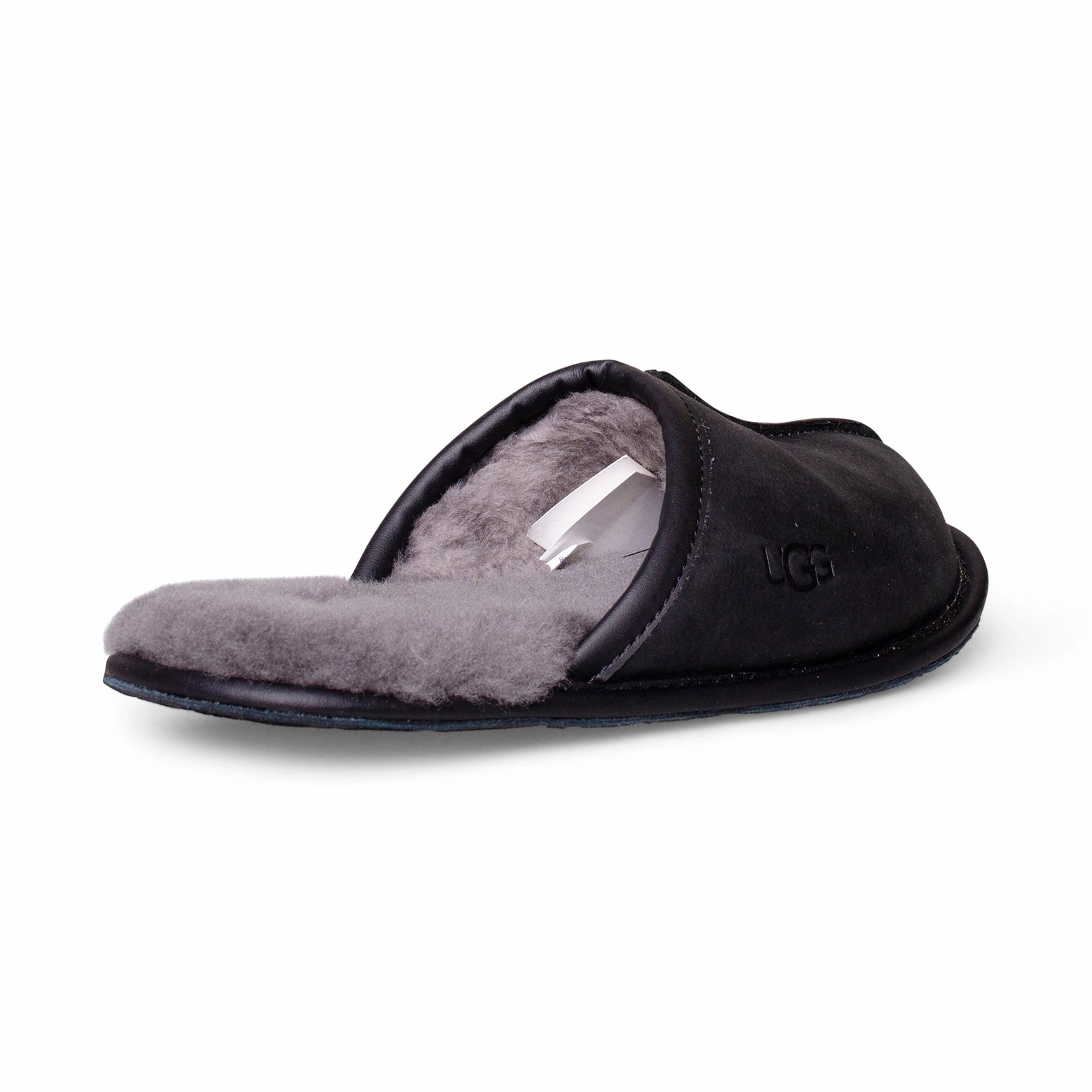 UGG Scuff Leather Black Slippers - Men's Slide In Clogs