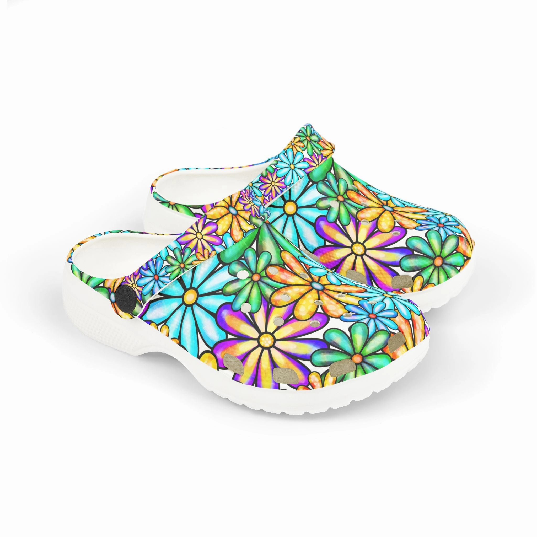 Colorful Floral Kid's EVA Foam Clogs, Fun Summer Shoes, Playful Garden Footwear, Kids' Comfort Sandals, Vibrant Outdoor Footwear Sandals Royal Bahamian In Nassau Bahamas