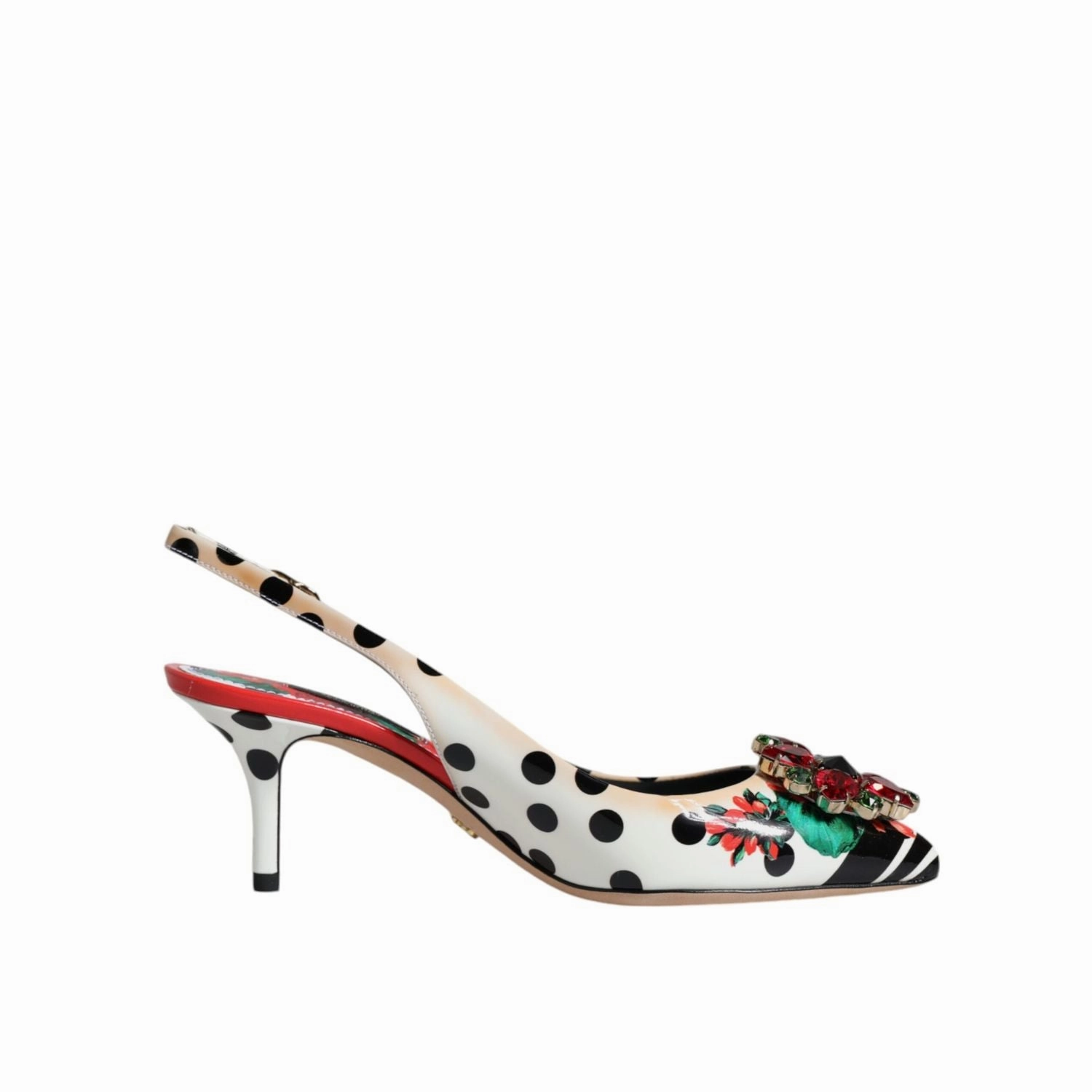 Dolce & Gabbana Multicolor Leather Crystal Heels Slingback Shoes Comfy Dress Sandals