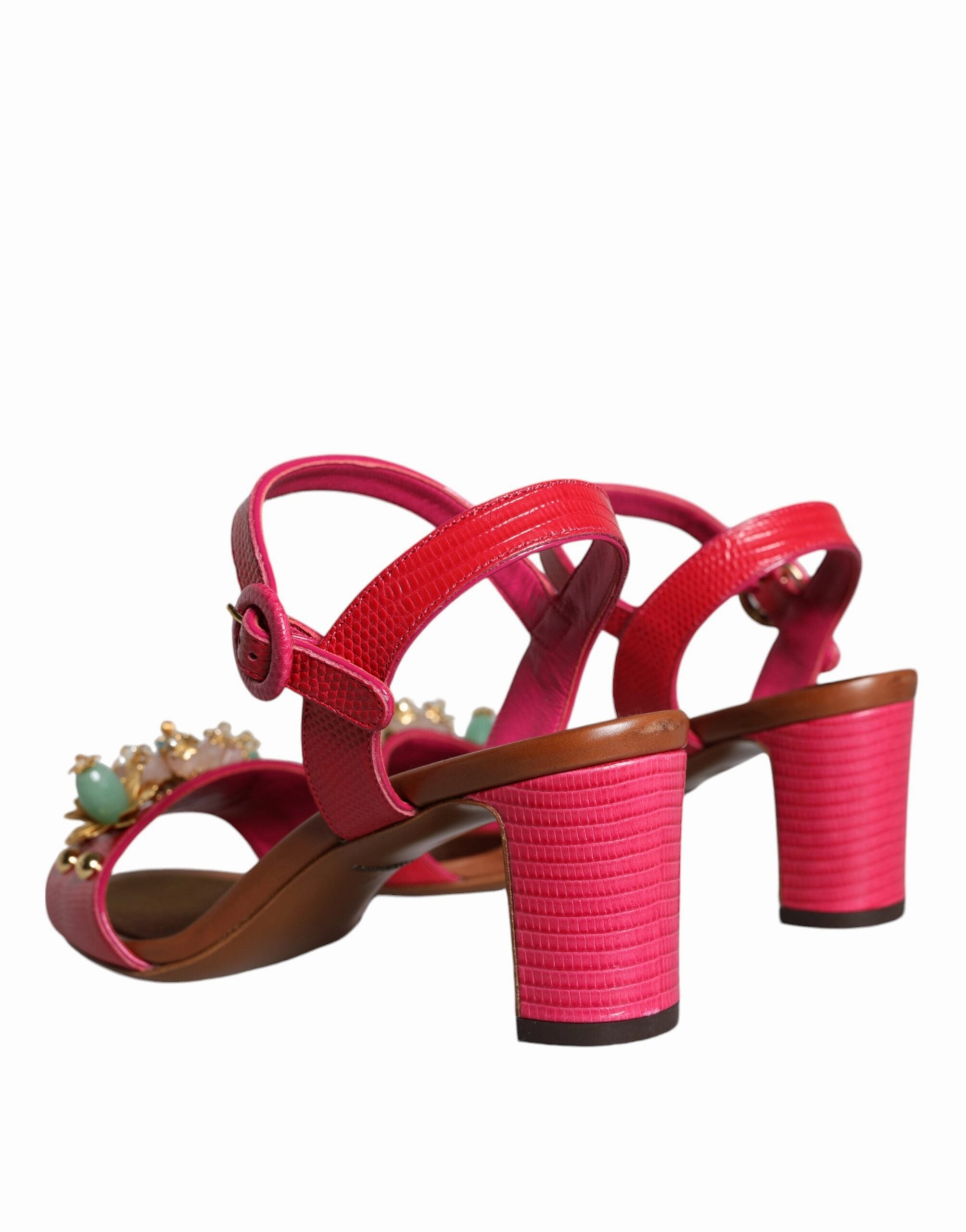 Strap Back Sandals Fuchsia Leather Embellished Keira Sandals Shoes