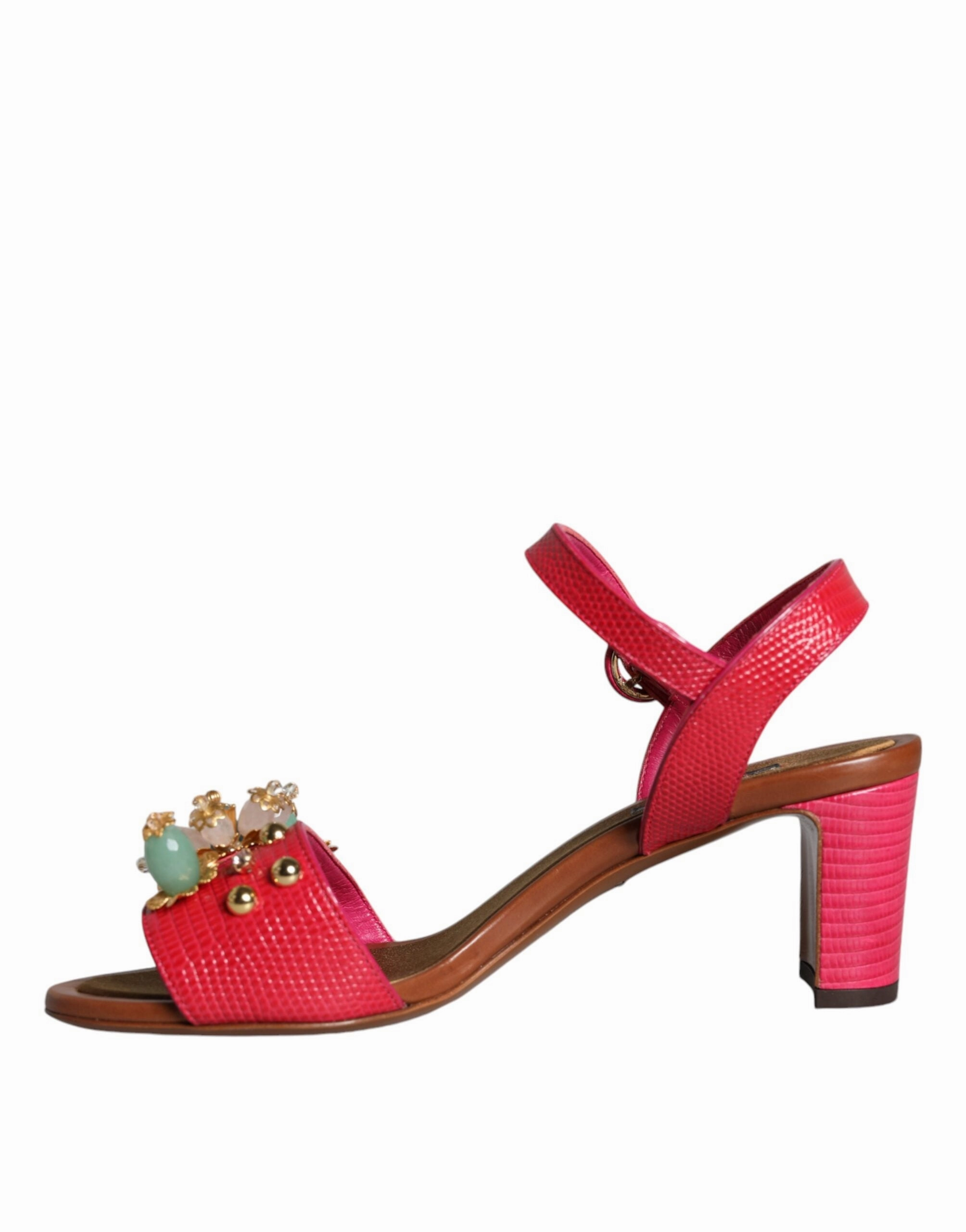 Fuchsia Leather Embellished Keira Sandals Shoes Sandals Arch