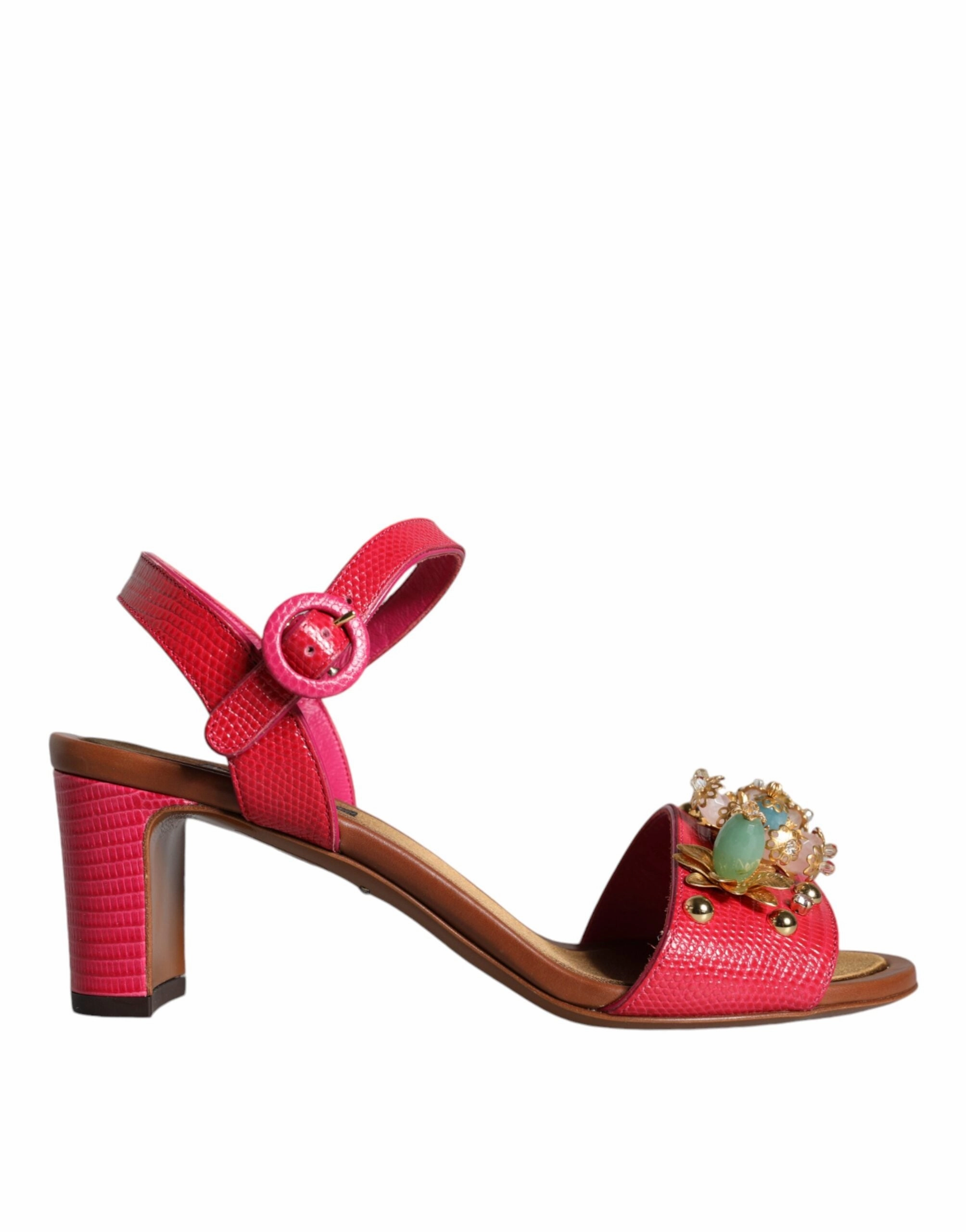 Toga Pulla Sandals Fuchsia Leather Embellished Keira Sandals Shoes
