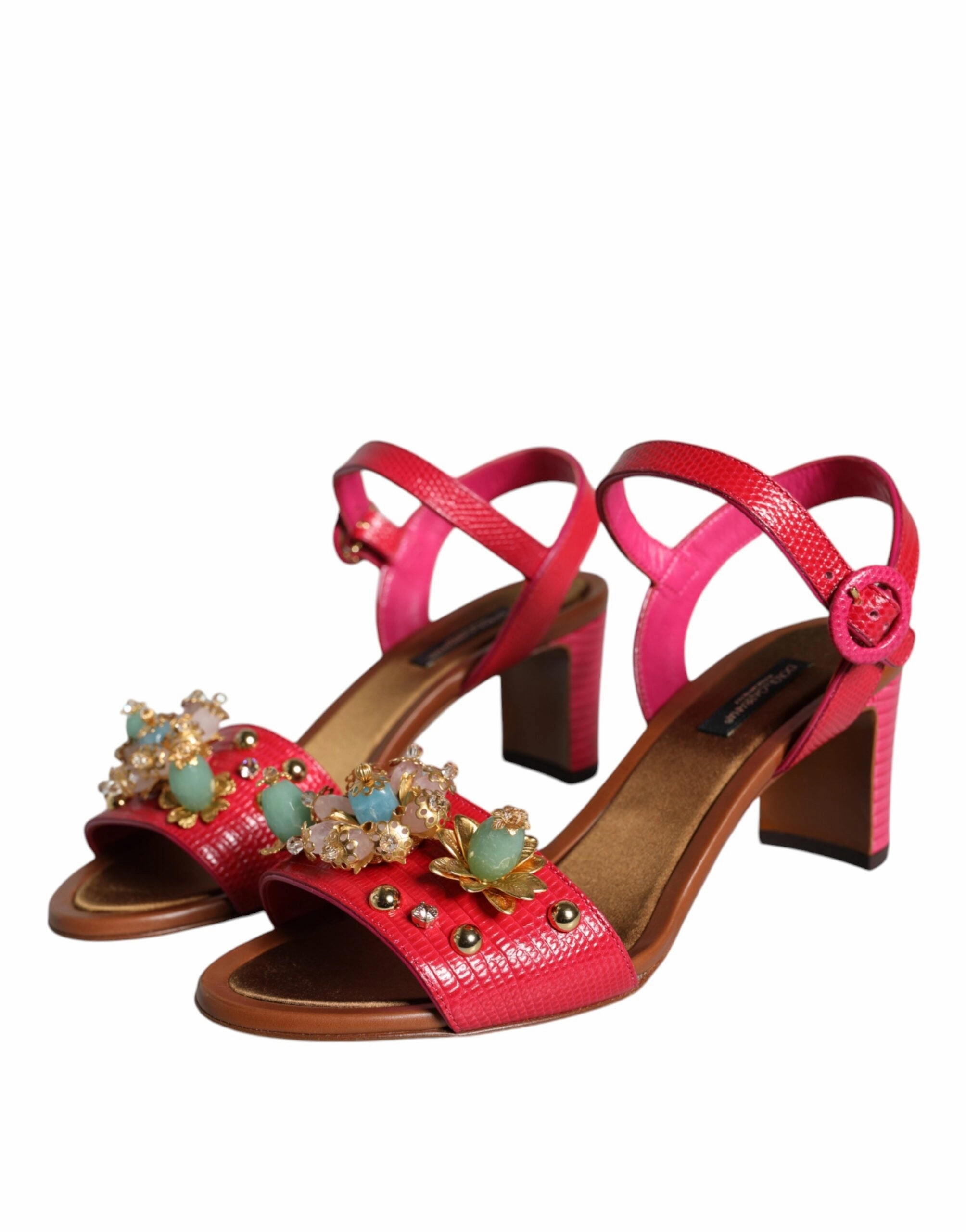 Summer Sandals Clearance Sale Fuchsia Leather Embellished Keira Sandals Shoes