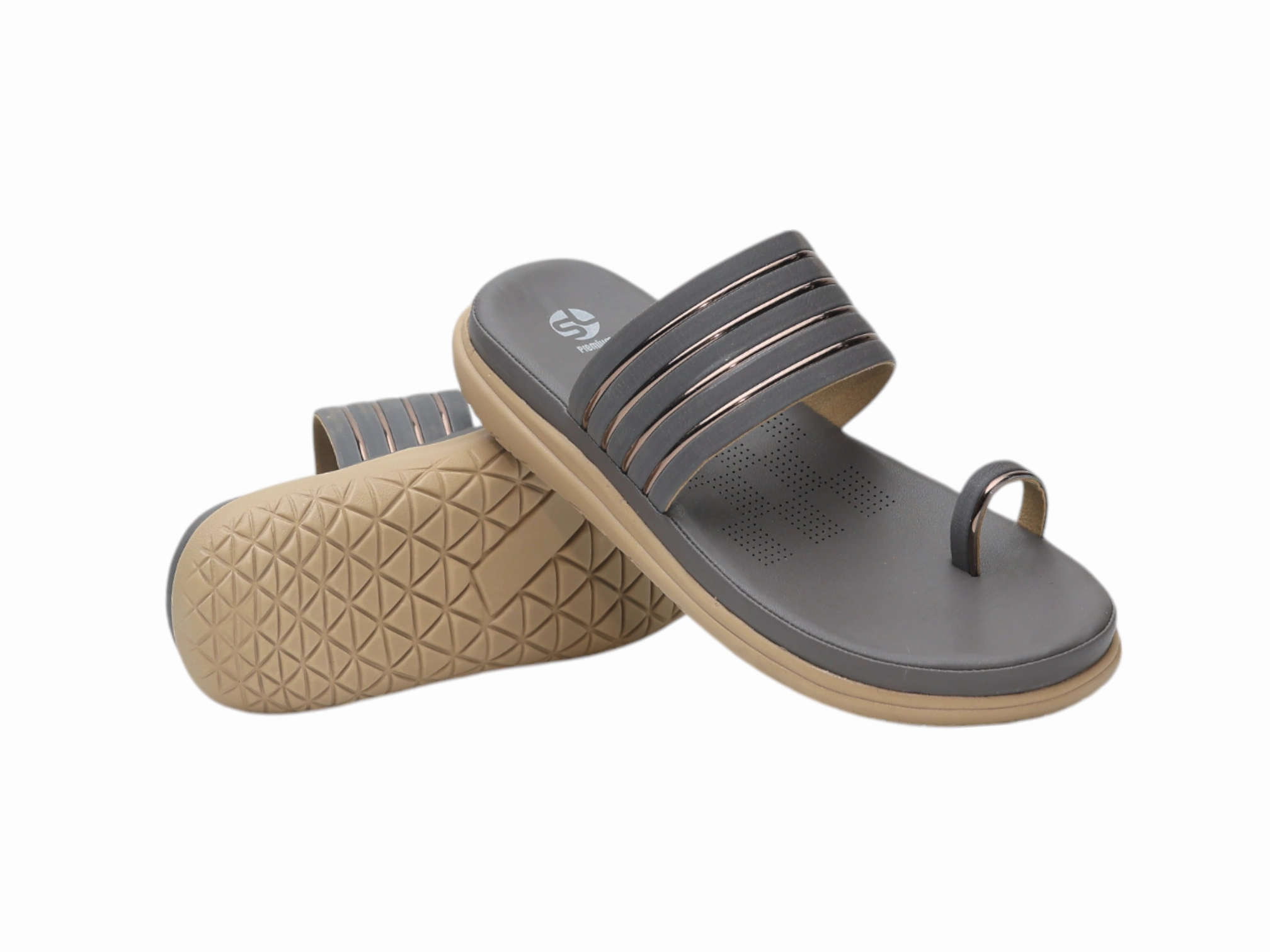 Flat Shoes With Diamonds Comfort Ladies Chappal 57166