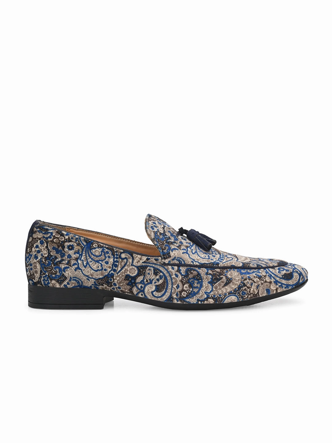 Royal Blue Paisley Tassel Loafers Slip On Dress Loafers