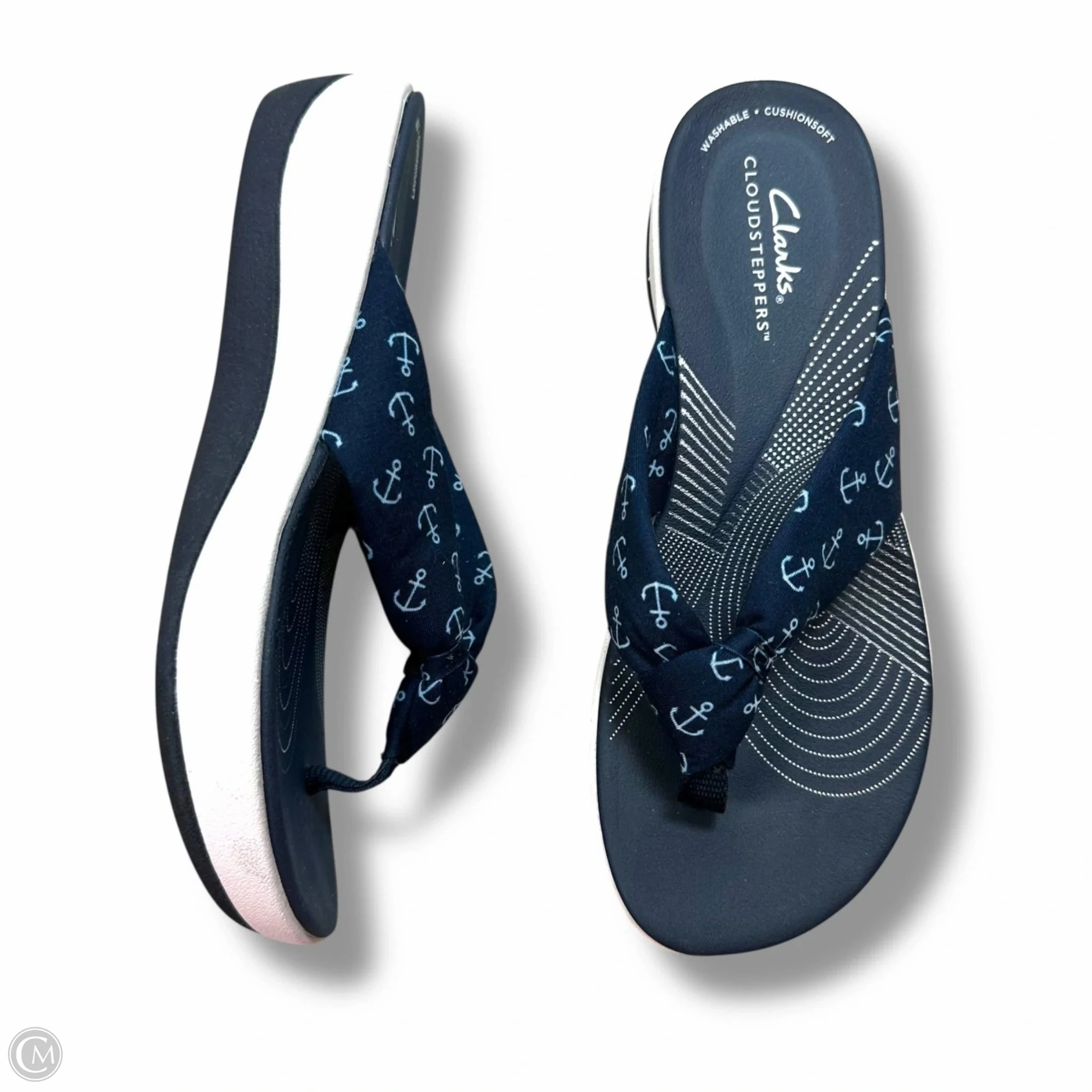 Sandals Flip Flops By Clarks In Navy, Size: 7 Flip Flops Street Style