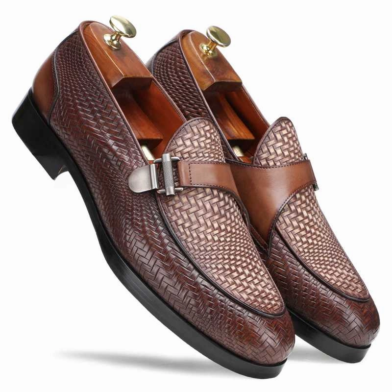 Tempe Weave-Pattern Single Monk Loafers Fit Loafers