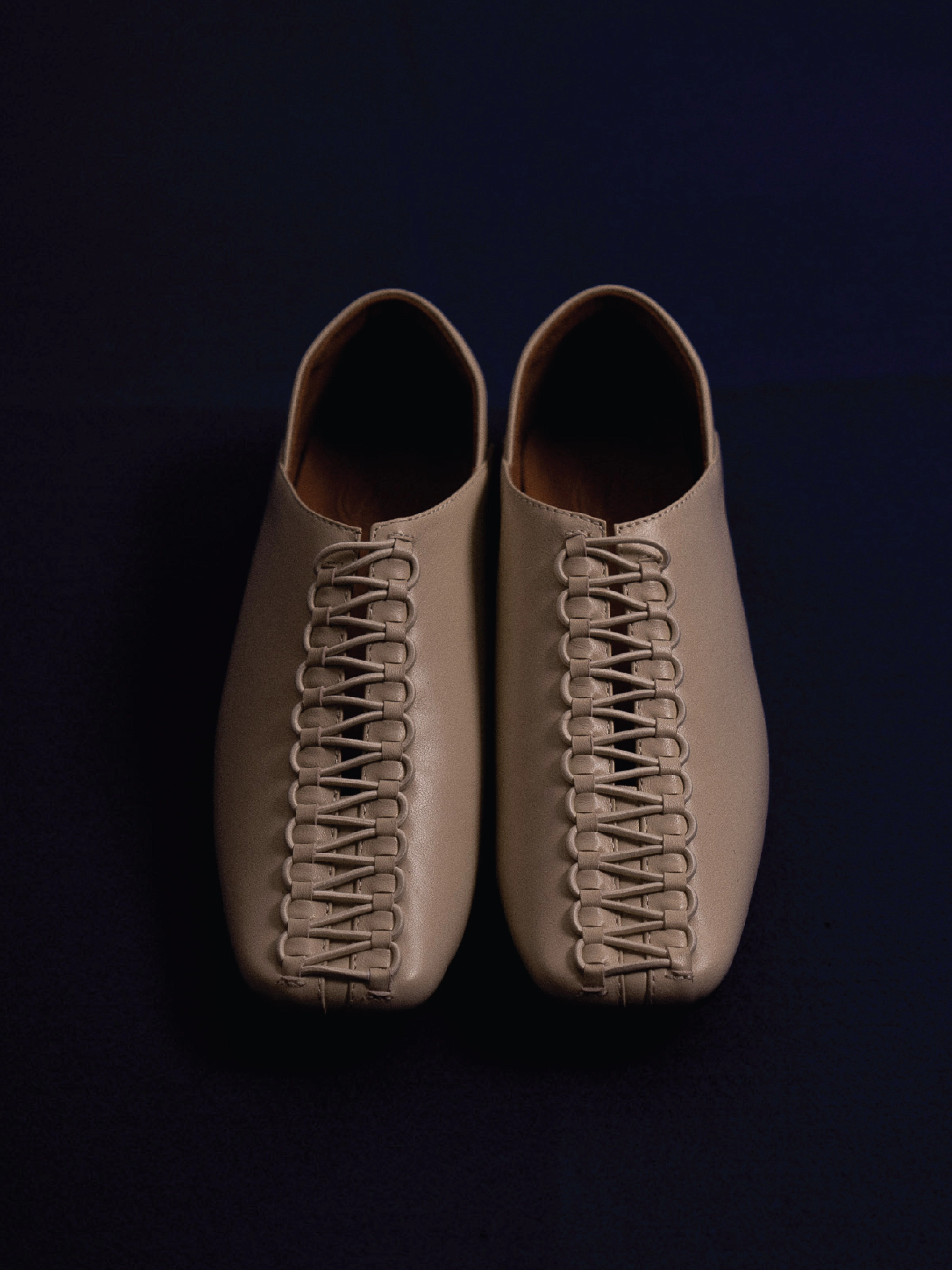 Leather Loafers With Tassels Parasol  Square Toe Zip-Zap String Flats