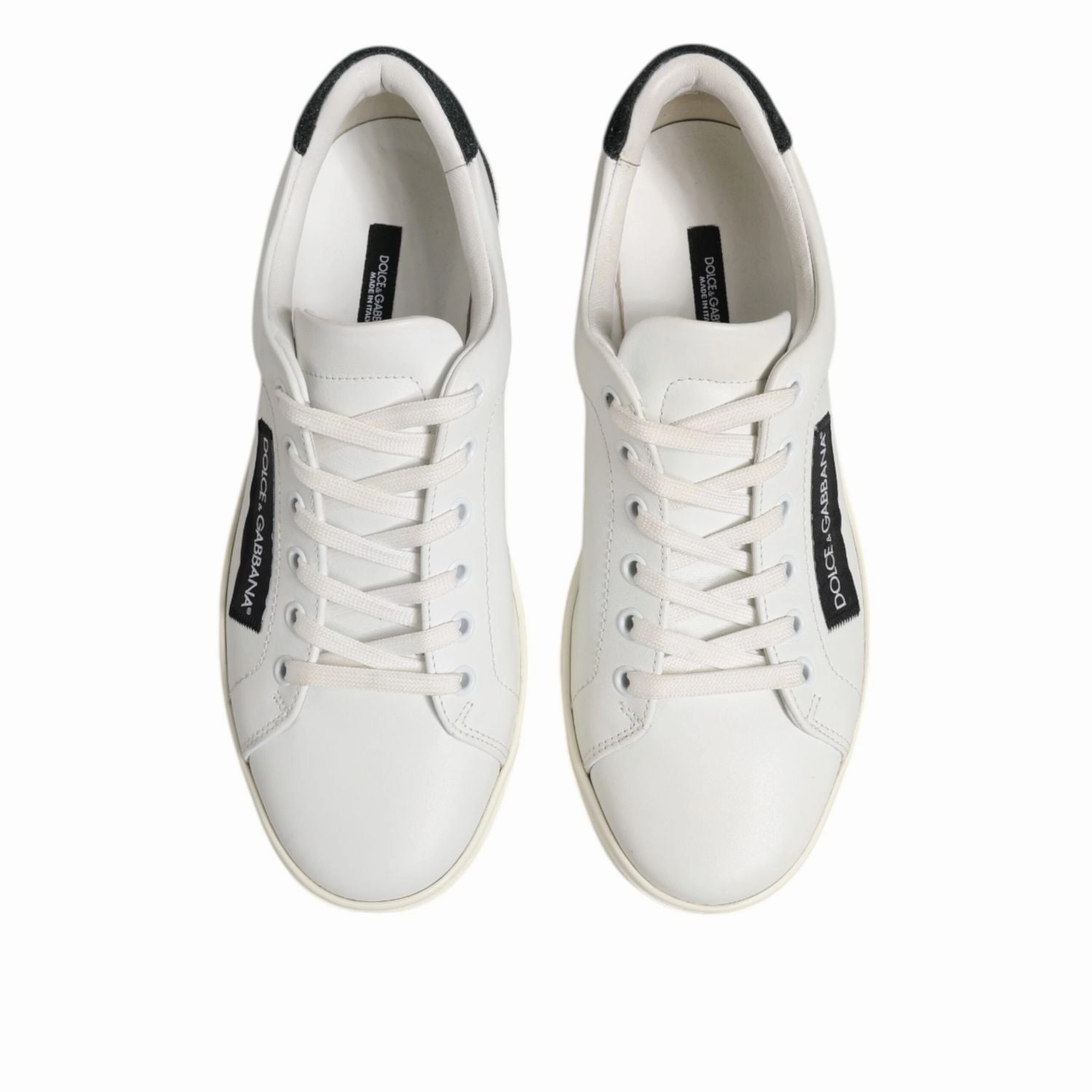 Oxford Sneakers Dolce & Gabbana White Black Leather Lace Up Men Sneakers Shoes