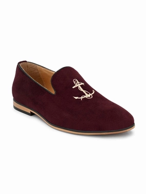 Cherry Anchor Embroidered Loafers Brogue Loafers
