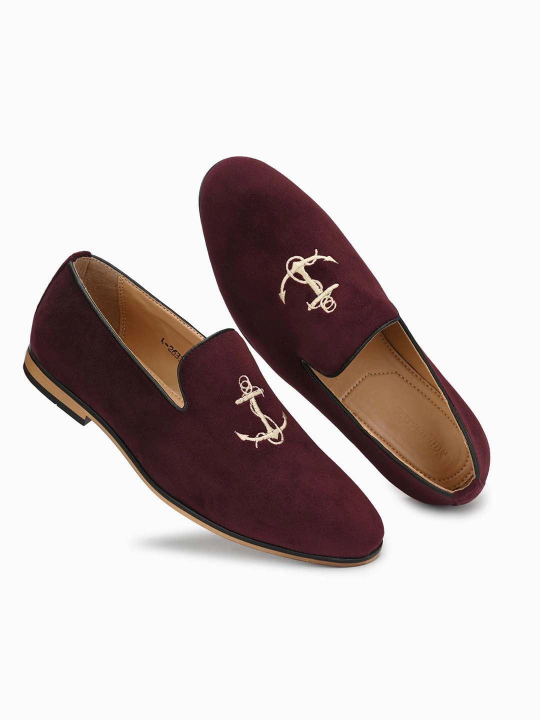 Loafers Strap Cherry Anchor Embroidered Loafers