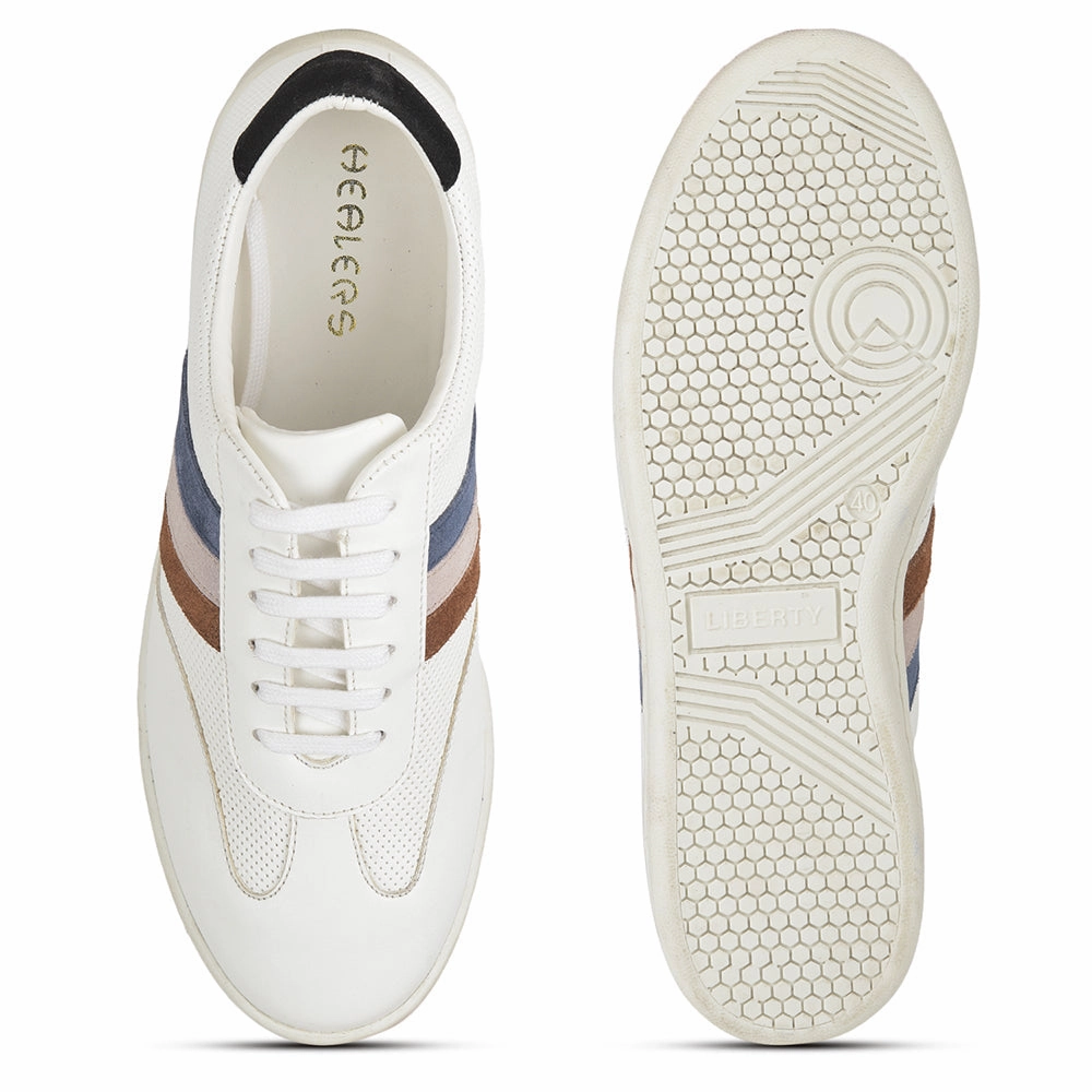 Best Casual Shoes To Wear With Skinny Jeans Healers Casual White Lacing Sneakers For Men SYN-45 By Liberty