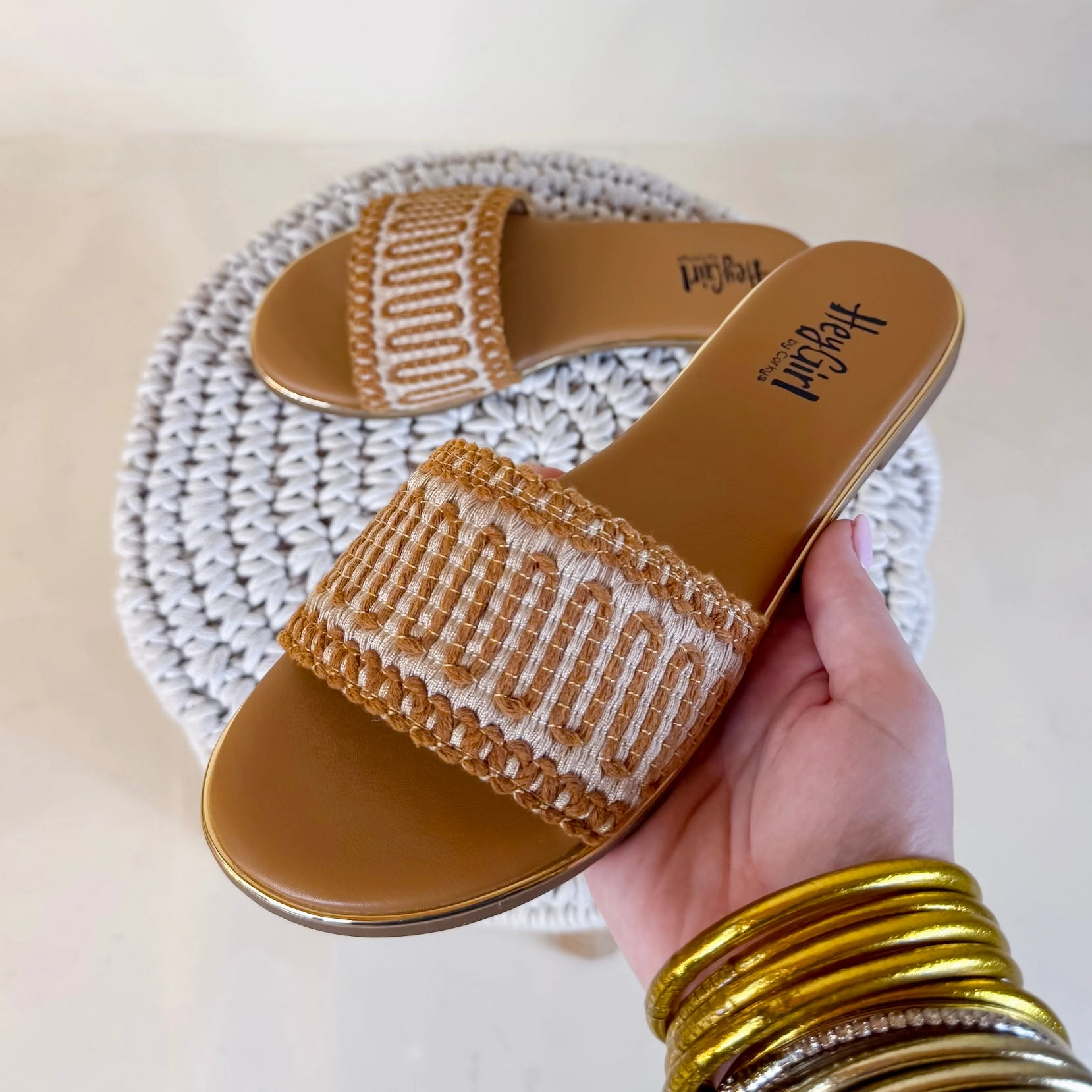 Corky's | Here For A Good Time Woven Flat Sandal in Tan Flip Flops Bad