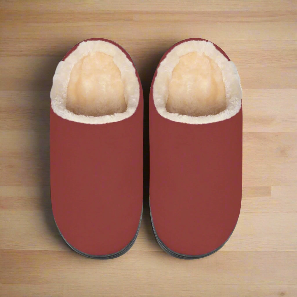 Cozy Dark Red Memory Foam Slippers Slide Flip Flops