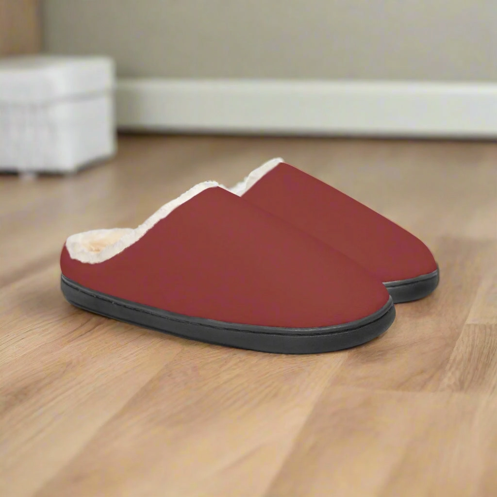 Cozy Dark Red Memory Foam Slippers Size 2 Slippers