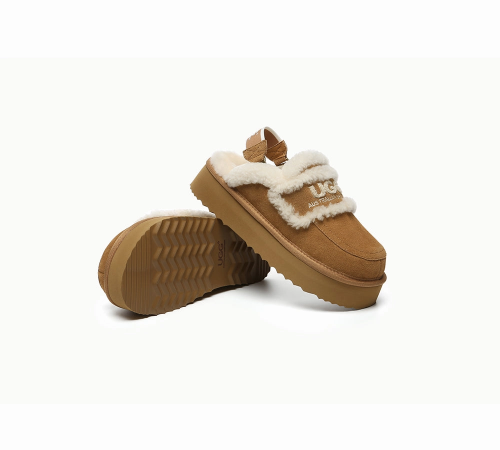 Slippers Cyber Monday Sale AUSTRALIAN SHEPHERD UGG Slippers Women Removable Strap Slingback Platform Rilee