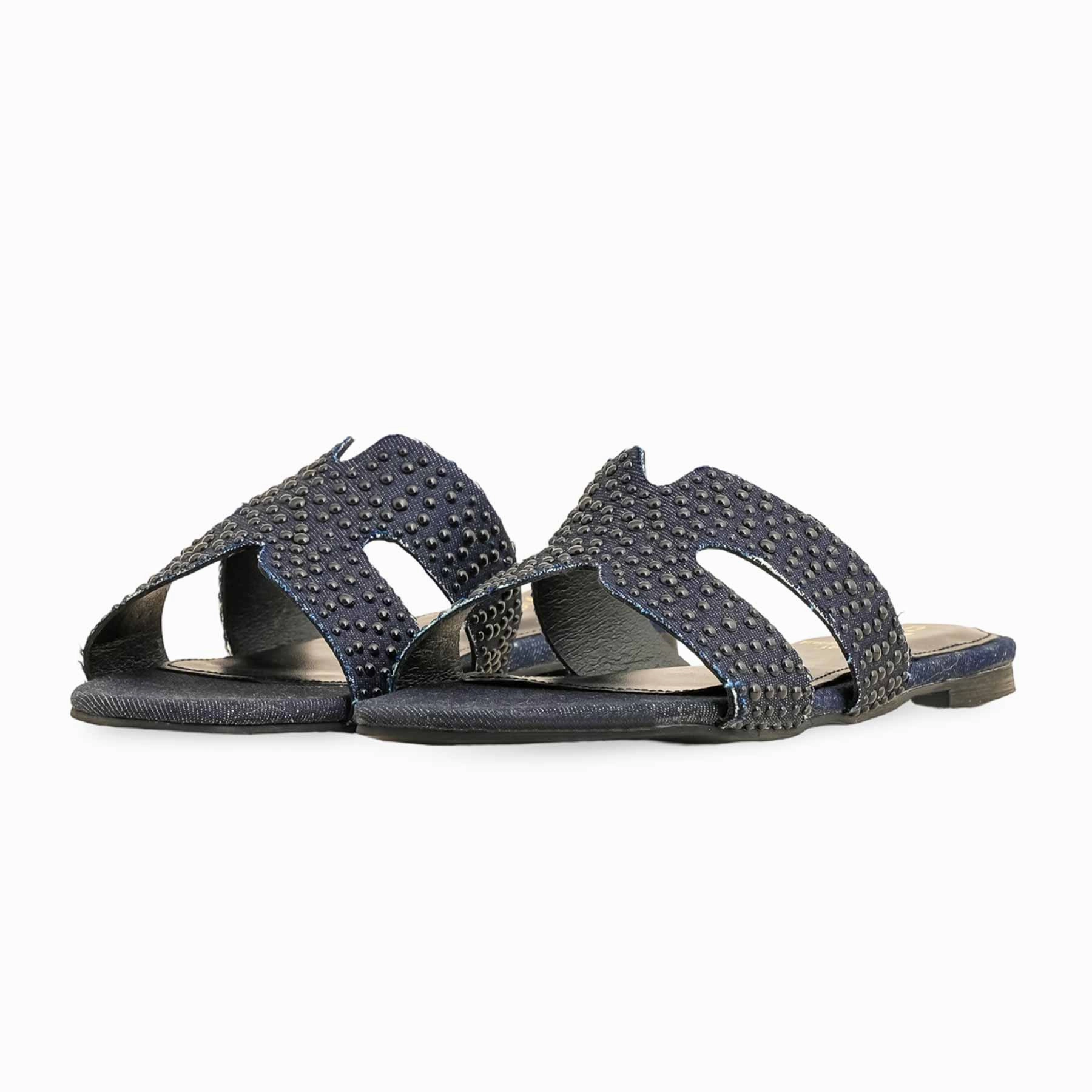 Blue Formal Slipper FR8334 Minimalist Slides
