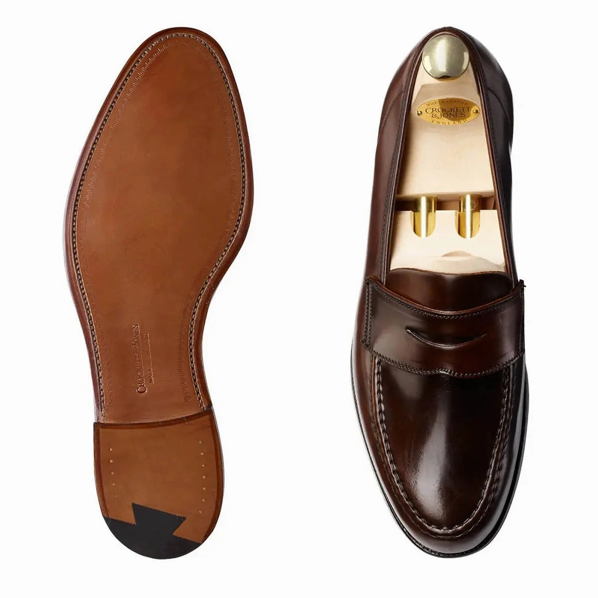 Penny Loafers Wide Width Crockett & Jones - Dark Brown Harvard Cordovan Penny Loafer