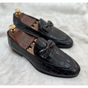 Loafers Tassel Croco Belgian Loafers Bow
