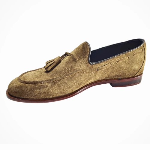 Wingtip Loafers With Tassels Custom Made Shoes, Handmade shoes Premium Quality Brown Suede Loafers Slipon Moccasin Tassels Womens Shoes, Mens Shoes