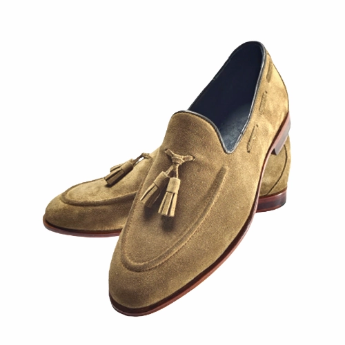 Light In The Loafers Custom Made Shoes, Handmade shoes Premium Quality Brown Suede Loafers Slipon Moccasin Tassels Womens Shoes, Mens Shoes
