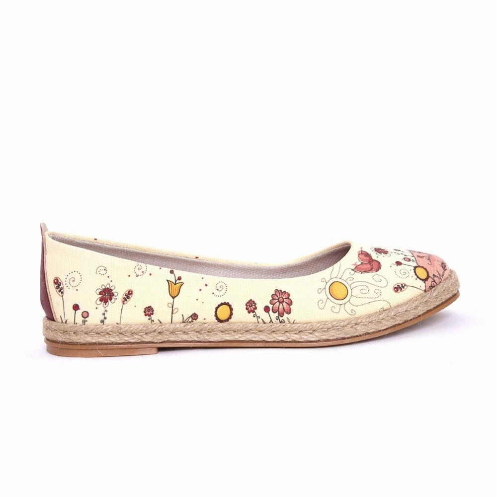Cute Birds Ballerinas Shoes FBR1196 Jeans With Flat Shoes