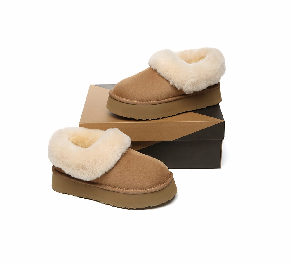 Revitalign Orthotic Slippers AUSTRALIAN SHEPHERD UGG Slippers Women Sheepskin Wool Collar Ankle Platform Clarrie