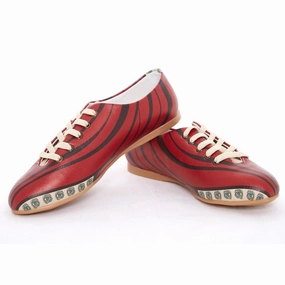 Red Pattern Ballerinas Shoes SLV075 Spike Shoes Flats