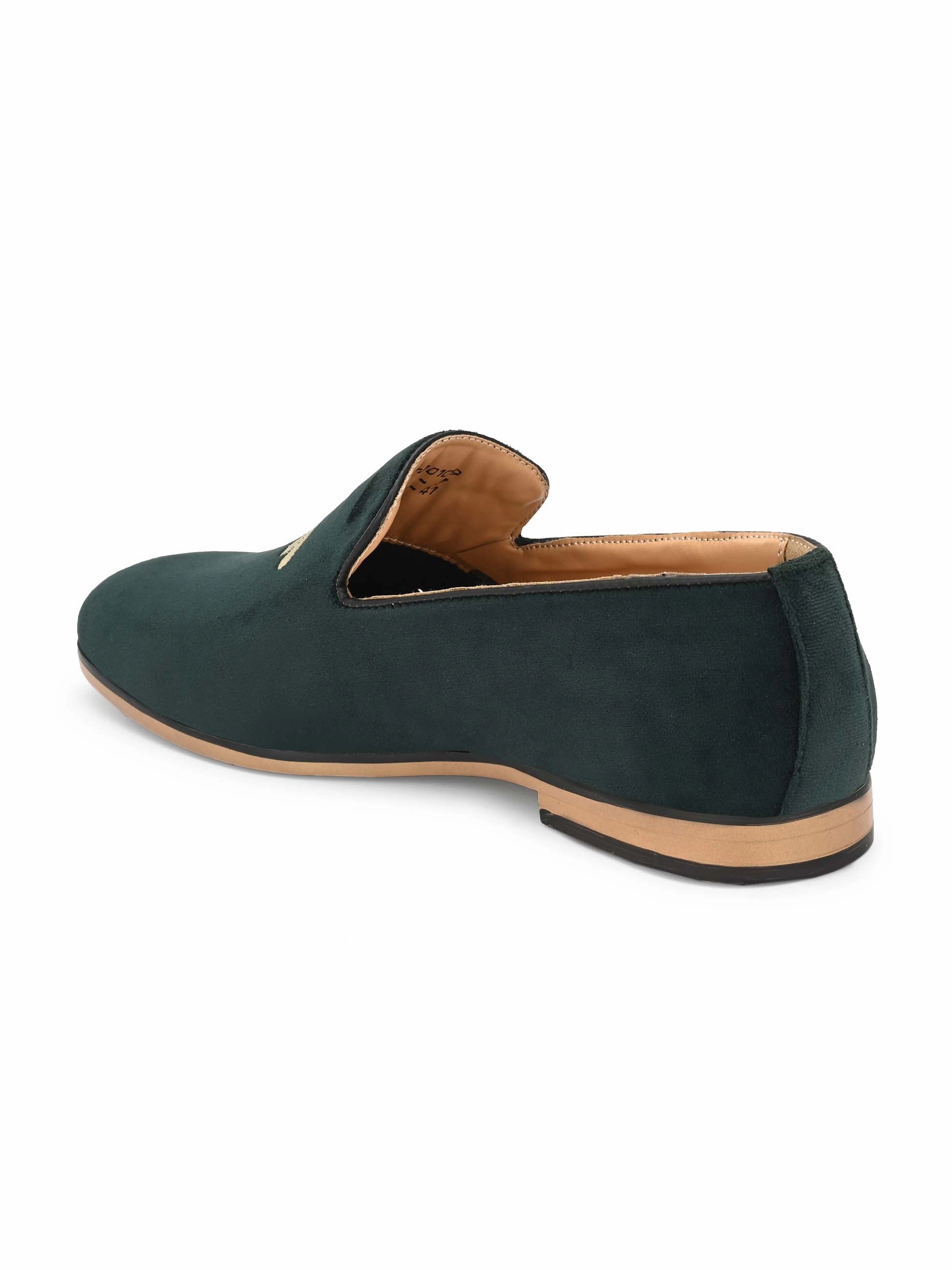 Loafers With Black Jeans Dark Green Embroidered Loafers