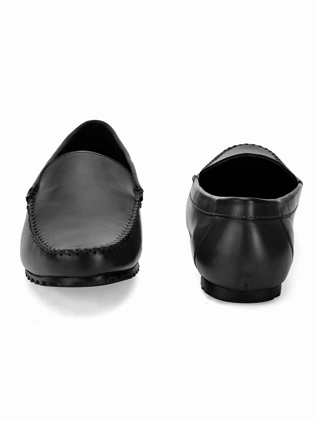 Vibram Sole Loafers Dart Black Solid Loafers