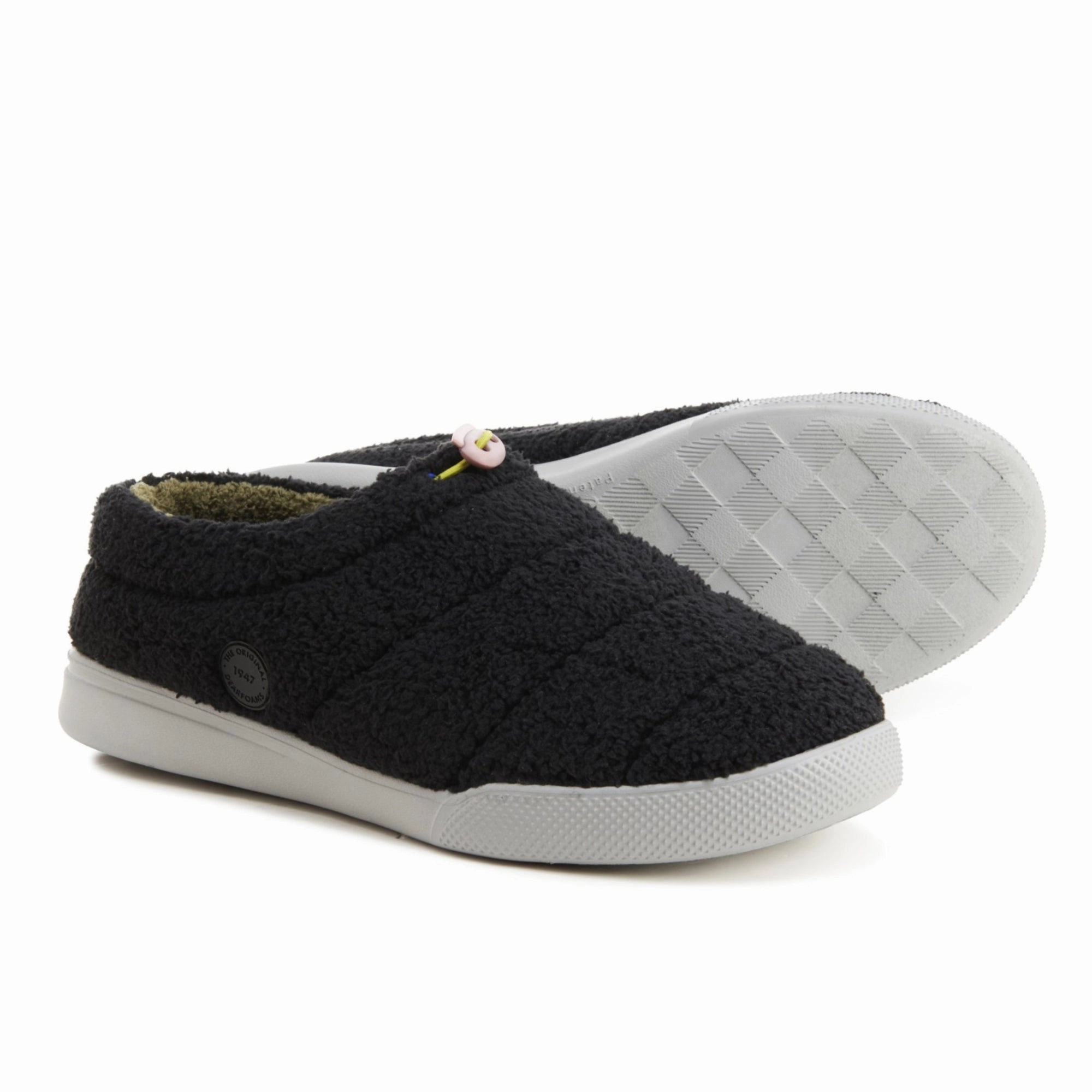 Pattern For Knit Slippers Dearfoams Men's Tatum Cozy Slippers Faux Fur Lining Indoor Outdoor Fleece Sport Lounge Clogs