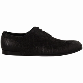 Business Casual Shoes Dolce & Gabbana Black Caiman Leather Mens Oxford Shoes