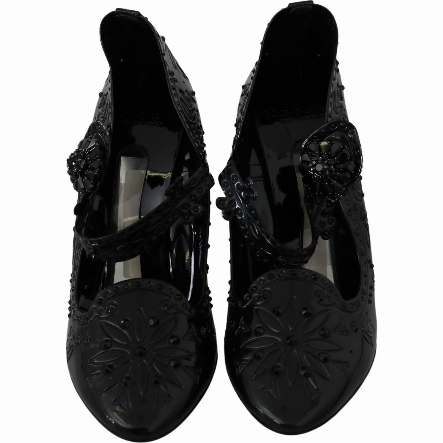 Cushionaire Lane Cork Footbed Sandals Dolce & Gabbana Black Floral Crystal CINDERELLA Heels Shoes
