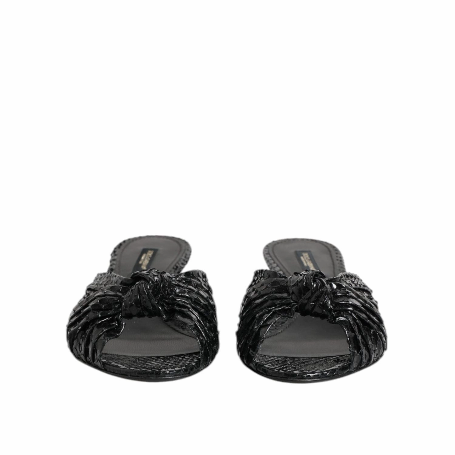 Sandals New Dolce & Gabbana Black Leather Heels Slides Sandals Shoes