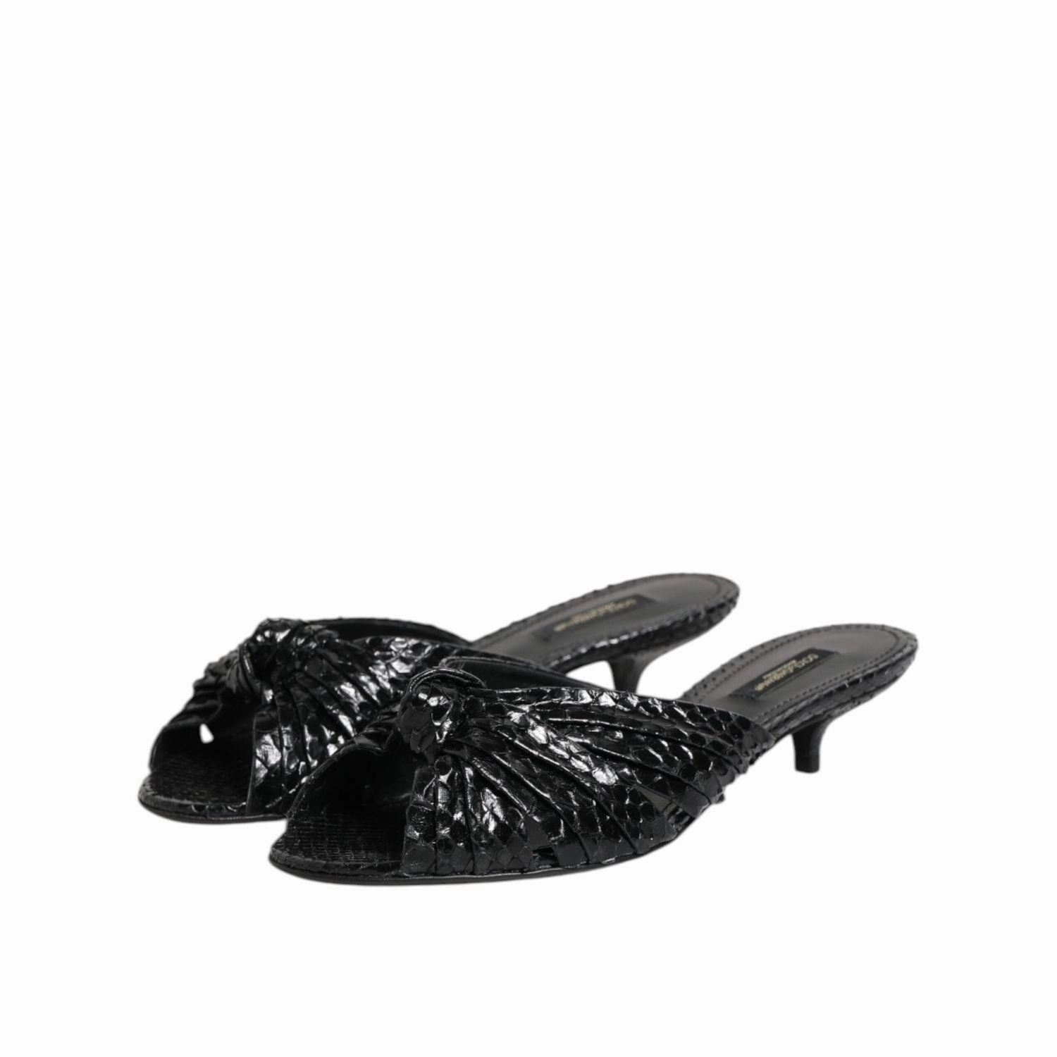 Dolce & Gabbana Black Leather Heels Slides Sandals Shoes Best Waterproof Sandals