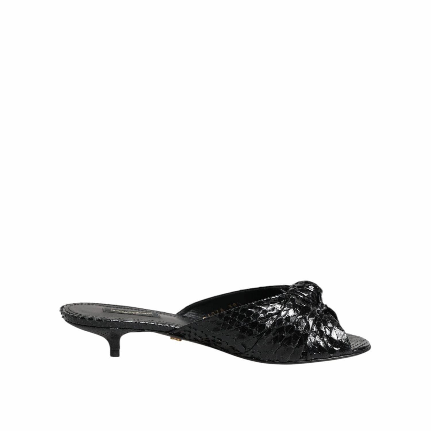 Dolce & Gabbana Black Leather Heels Slides Sandals Shoes Sandals Arch Support