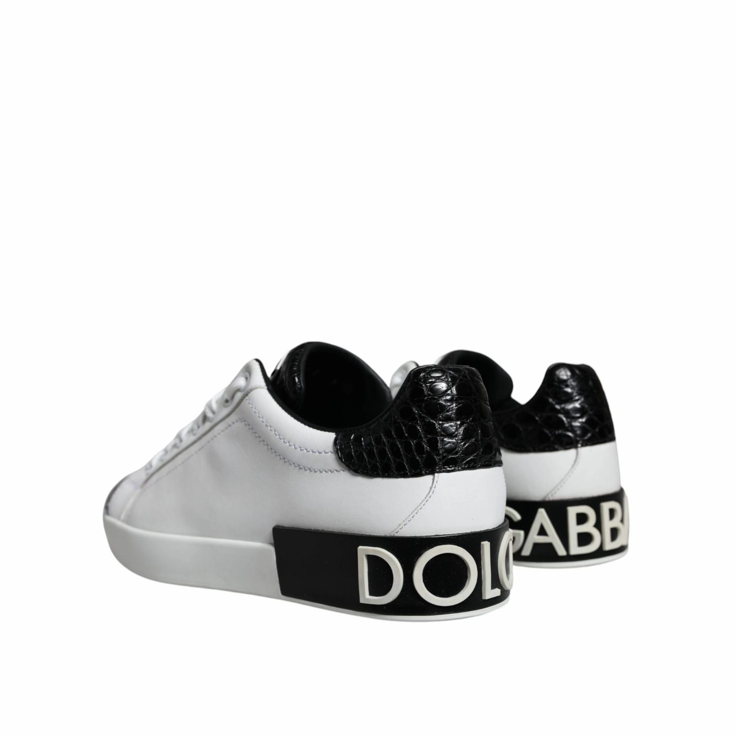 Sneakers Cafe Groton Dolce & Gabbana Black Leather Logo Portofino Sneaker Shoes
