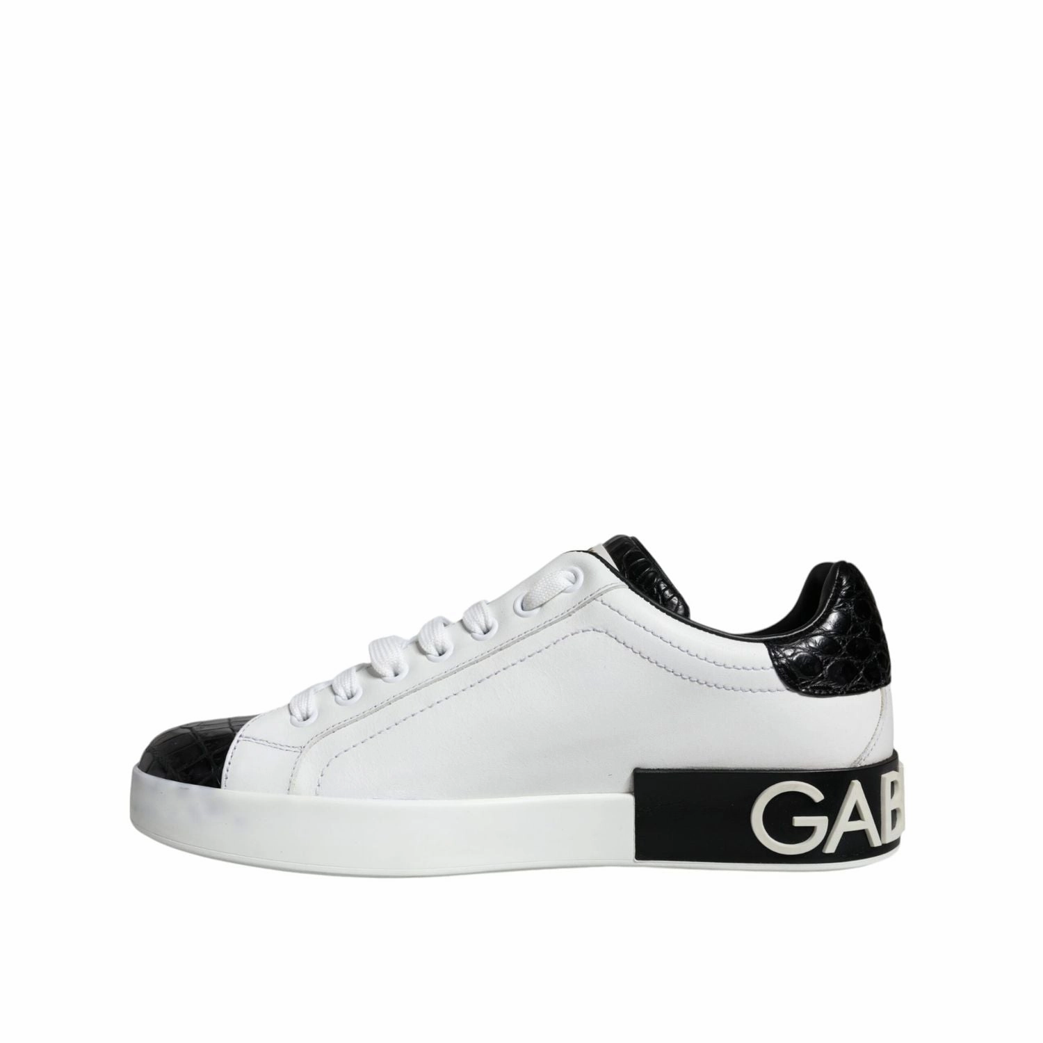 And Black Sneakers Dolce & Gabbana Black Leather Logo Portofino Sneaker Shoes