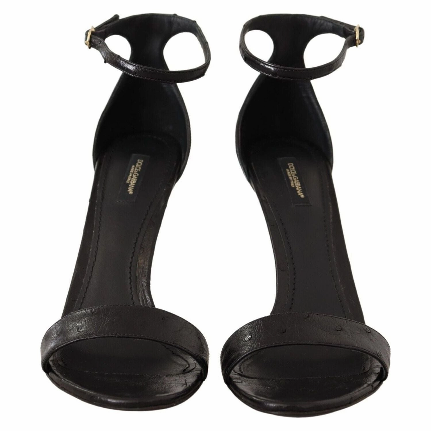Hotels Barbados Dolce & Gabbana Black Ostrich Ankle Strap Heels Sandals Shoes